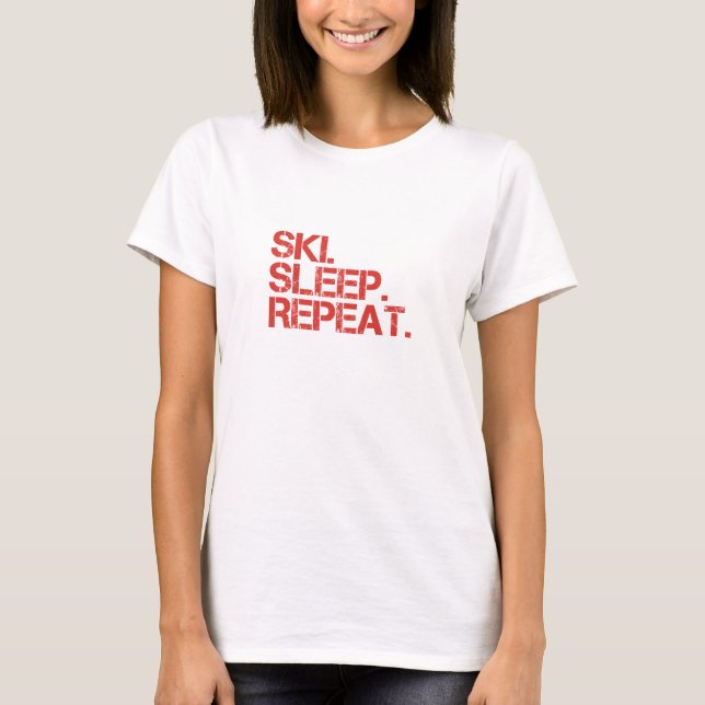 Nomapsneeded.com Esqui. Durma. Repita. Camiseta Mu (Frente)