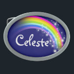 Nome 7 letras marinho arco-íris fivela de cinto ov<br><div class="desc">A fivela de cinto-arco-íris,  atualmente com o nome,  Celeste ou personalize com o nome mais longo de sua escolha (até 7 letras apenas). Design inspirado nos muitos belos arco-íris aqui em Victoria,  Austrália. Item projetado exclusivamente por Sarah Trett.</div>