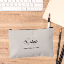 Nome bege monograma iniciais modernas