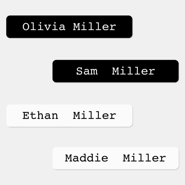 Nome branco preto à prova d'água etiqueta a creche (Grupo)