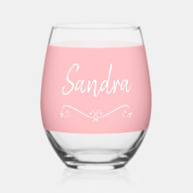 Nome branco rosa Aniversário 4Conjunto de Drinkwar