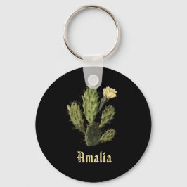 Nome Cactus Flower Vintage Desenho Chaveiro preto