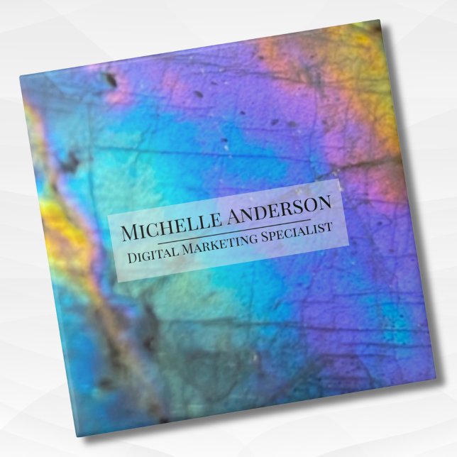 Nome Colorido Personalizado (Trendy Labradorite Crystal Stone Family Name ceramic tile)