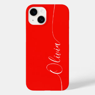 Nome com Caligrafia Elegante Vermelho Branco