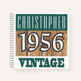 Nome com o notebook de 1956 Vintage
