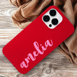 Nome cor-de-rosa negrito vermelho colorido<br><div class="desc">Cobrir telefônico com seu nome em um script em negrito,  cor-de-rosa em um fundo vermelho.</div>