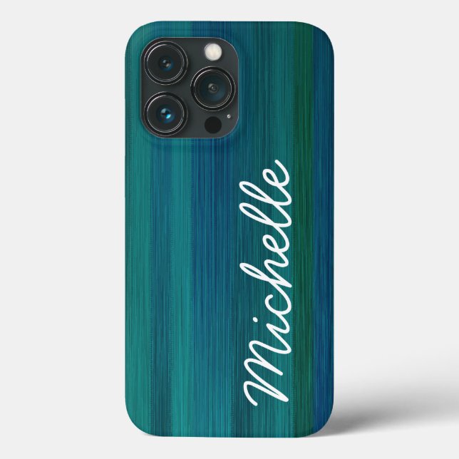 Nome Curvo Personalizado Verde Azul-Teal do Oceano (Verso)
