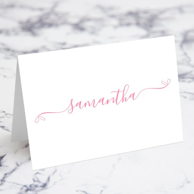 Nome da assinatura do Arco rosa Cartões de posição (Pink Coquette Bow Signature Name Place Cards)