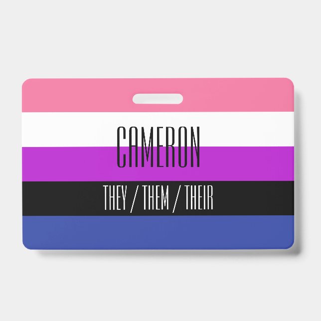 Nome da Bandeira Genderfluid / Crachá de Pronome (Frente)