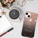 Nome da brilho dourado rosa preto<br><div class="desc">Preto,  castanho,  fundo ombre colorido de café,  rosa dourado,  poeira brilhante. Personalize e adicione seu nome,  escrito com um script de estilo moderno,  escrito à mão. Letras rosa douradas.</div>