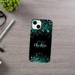 Nome da brilho verde-preto<br><div class="desc">Um fundo na moda preto colorido. Decorado com pó verde de cinza. Personalize e adicione seu primeiro nome, iniciais do monograma e nome do cheio. O nome é escrito com um script de estilo manuscrito.</div>