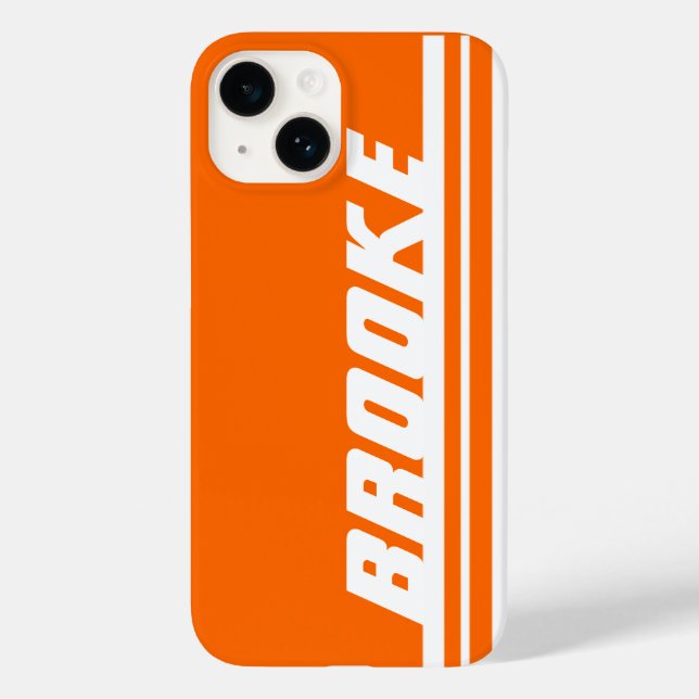 Nome da capas de iphone desportiva laranja e faixa (Verso)
