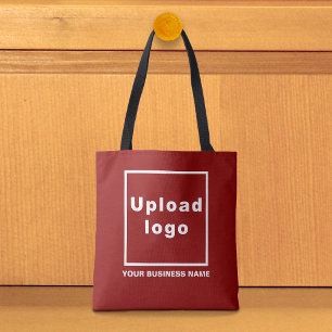 Nome da Empresa e Logotipo em Sacola Tote Vermelha