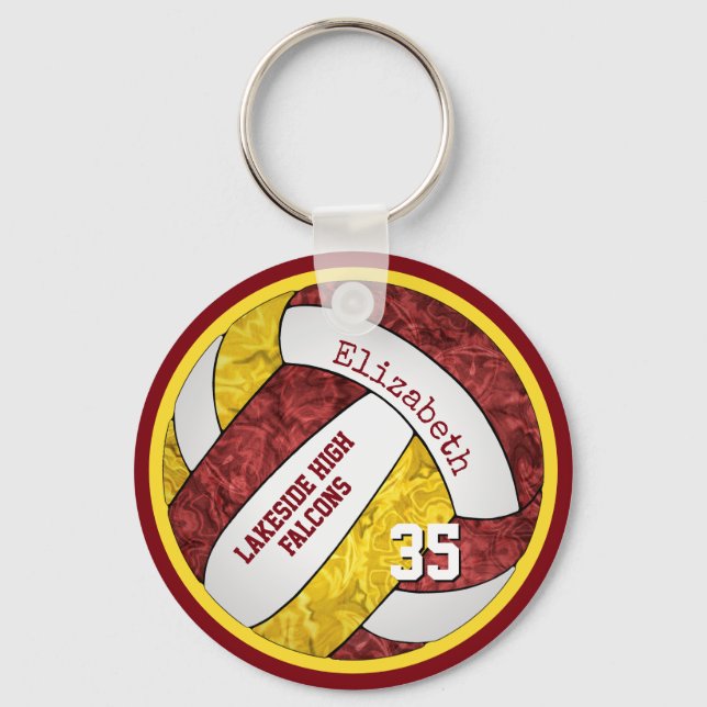 nome da equipe de chaveiro de vôlei maroon dourado (Frente)