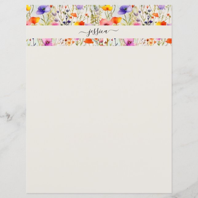 nome da escrita de flores silvestres elegantes (Frente)