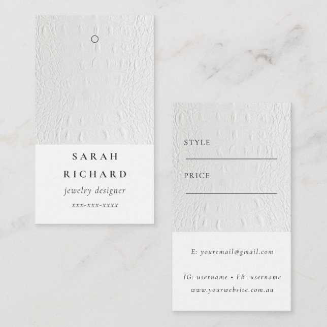 Nome da Etiqueta de Preço de Textura de Couro Míni (Frente/Verso)