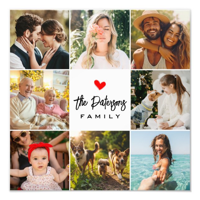 Nome da Família 8 Colagem de Fotografias Moderno E (Frente)