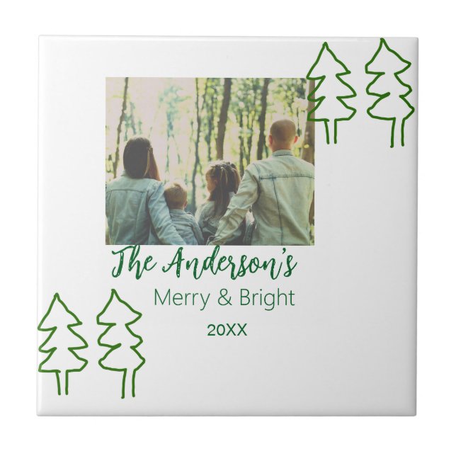 Nome da família árvore de Natal verde foto moderna (Frente)