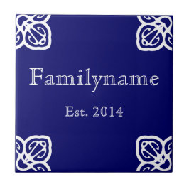 Nome da família - Branco Espanhol sobre Azul