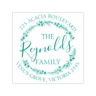 Nome da família, carimbo de endereço de retorno de