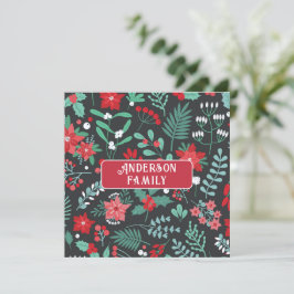 Nome da família com padrão de flores de Natal pers