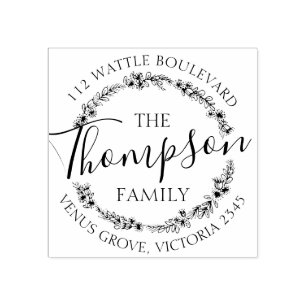 Nome da família personalizada carimbo de endereço