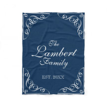 Nome da família personalizada marinho cobertor azu