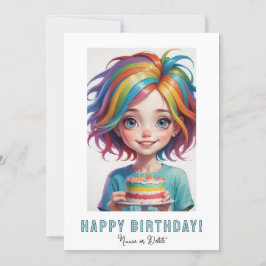 *NOME DA FOTO Cartão de Aniversário Menina Bolo Ar