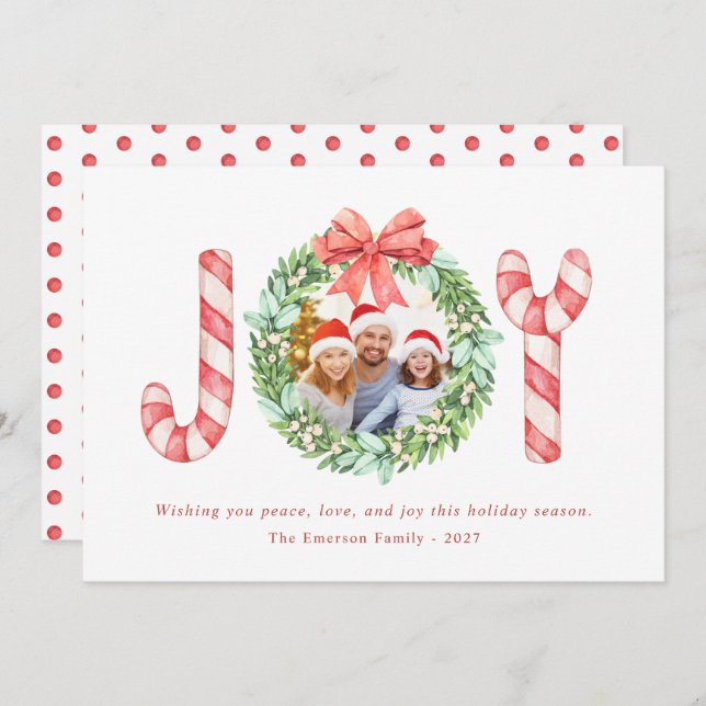 Nome da Foto | Watercolor Joy Christmas Wreath (Frente/Verso)
