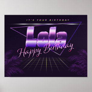 Nome da Lola Vorname lila retro Poster Geburtstag