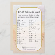 Nome da Menina Preencha No Jogo do Chá de fraldas 