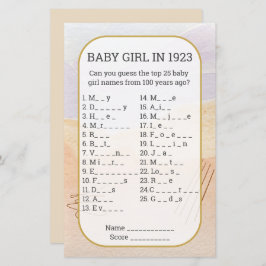 Nome da Menina Preencha No Jogo do Chá de fraldas 