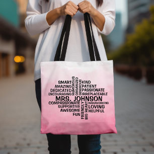 Nome da Nuvem do Professor Palavra Bag de Tote Ros