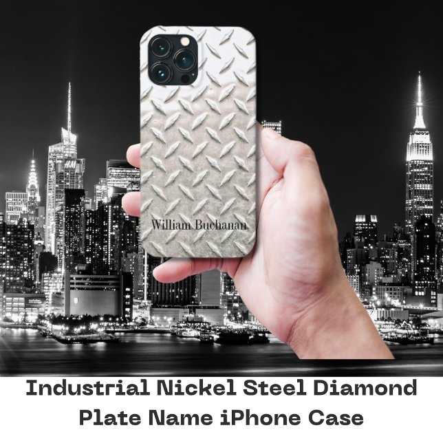 Nome da Placa Diamante de Aço de Níquel Industrial (Personalized Diamond Plate iPhone Case)