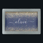 Nome da Rapariga do Monograma de Script Azul do Ma<br><div class="desc">Frasco do Monograma do Nome do Script Glitter Glitter de Espelho Azul e Dourado do marinho. Isso faz a formatura perfeita, doce 16 16, 18, 21rua, 40, 50, 60, 70, 80, 90, 100 anos, casamento, chá de panela, aniversário, chá de fraldas ou presente de festa de solteira para alguém que...</div>
