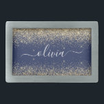 Nome da Rapariga do Monograma de Script Azul do Ma<br><div class="desc">Frasco do Monograma do Nome do Script Glitter Glitter de Espelho Azul e Dourado do marinho. Isso faz a formatura perfeita, doce 16 16, 18, 21rua, 40, 50, 60, 70, 80, 90, 100 anos, casamento, chá de panela, aniversário, chá de fraldas ou presente de festa de solteira para alguém que...</div>