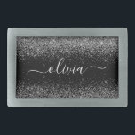 Nome da Rapariga do Script de Largura Preta do Sil<br><div class="desc">Frasco do Monograma do Nome do Script Glitter Glitter Preto e Silver Sparkle. Isso faz a formatura perfeita, doce 16 16, 18, 21rua, 40, 50, 60, 70, 80, 90, 100 anos, casamento, chá de panela, aniversário, chá de fraldas ou presente de festa de solteira para alguém que ama luxo de...</div>