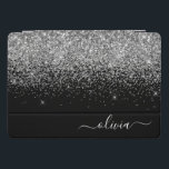 Nome da Rapariga do Script de Largura Preta do Sil<br><div class="desc">Mala de Laptop do Nome do Monograma do Script Glitter Glitter do Espelho Metálico Silver e Preto Faux. Isto faz o doce e perfeito aniversário de 16 anos, casamento, chá de panela, aniversário, chá de fraldas ou festa de solteira presente para alguém que ama luxo de luxo e estilos quíticos....</div>