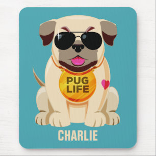 Nome da vida do Pug & mousepad feitos sob