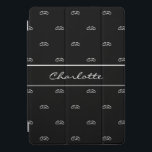 Nome das iniciais do monograma branco preto<br><div class="desc">Na moda preto com quadro branco. Personalize e adicione suas letras,  iniciais e nome do monograma. Letras brancas coloridas. O nome é escrito com um moderno estilo escrito à mão. O monograma como um padrão de fundo.</div>