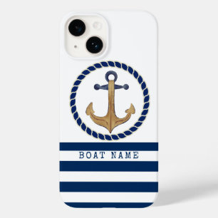 Nome de Barco Náutico, Âncora Retro Azul Marinho