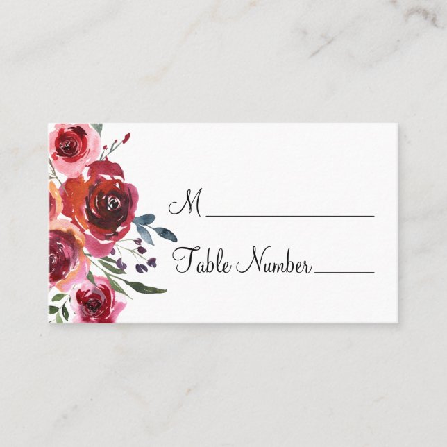 Nome de Casamento Floral de Watercolor Cartões (Frente)