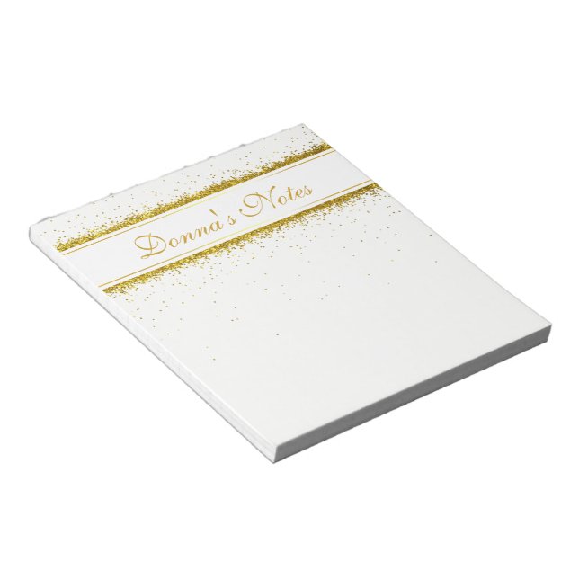 Nome de Confetti Glitter Dourado - Bloco de Notas (Inclinado)