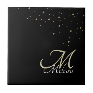Nome de Confetti Glitter Dourado Faux e Monograma
