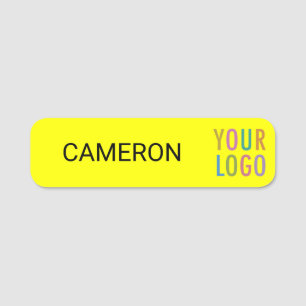 Nome de etiqueta amarelo 3,5 pol Logotipo comercia