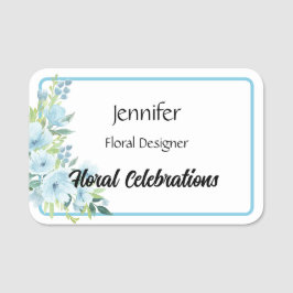Nome de etiqueta Azul Flores Florist Texto Persona