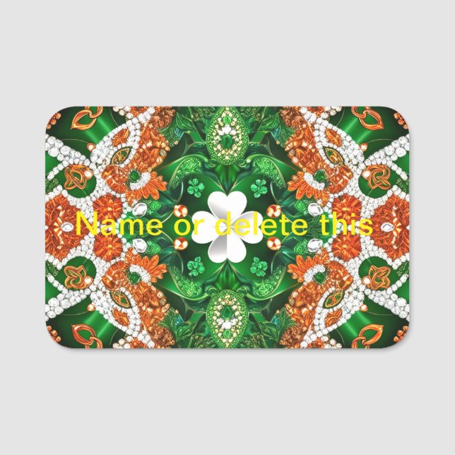 Nome de etiqueta com cores irlandesas (Frente)