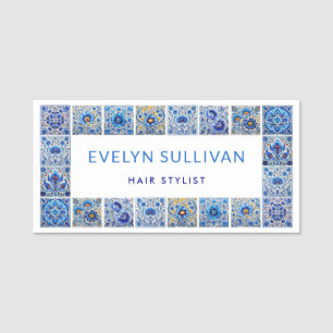Nome de etiqueta de armação de azulejos mediterrân