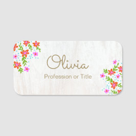 Nome de etiqueta de Madeira Floral