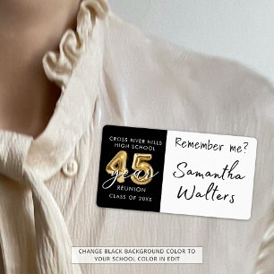 nome de etiqueta de Reunião de 45 anos Lembre-se d